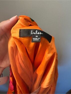 Lulu's Orange Floral Jumpsuit